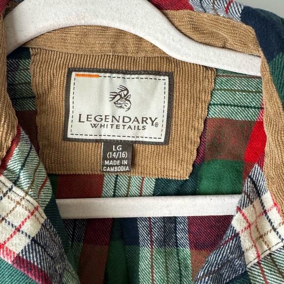 Legendary Whitetails Flannel Shirt Youth Large 14/16 Holiday Plaid Winter Fall - Picture 2 of 12
